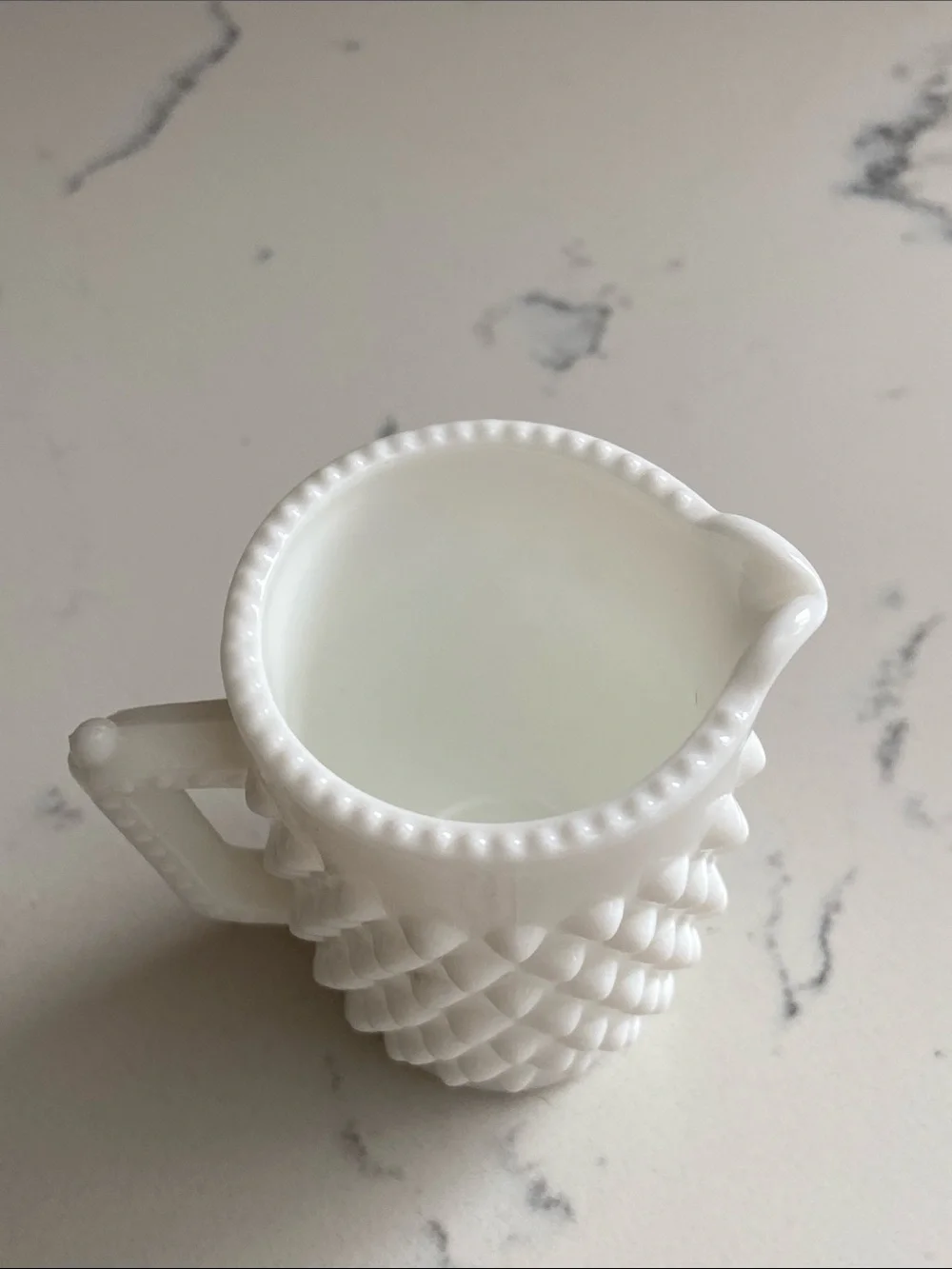 Vintage Fenton Hobnail Milk Glass Mini Creamer #3665